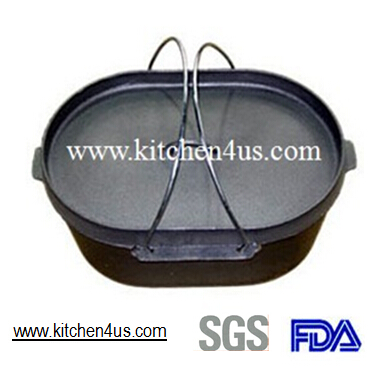 hot selling  FDA SGS cast iron double handle dutch oven with stainless steel handle